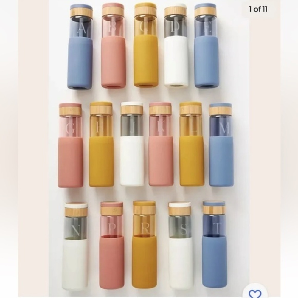Anthropologie Siena initial “H" Glass Water Bottle